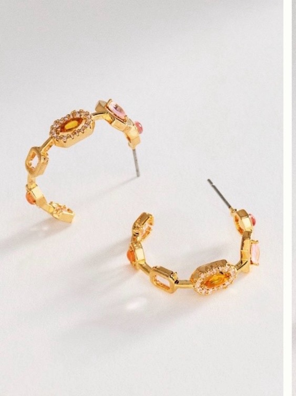 Anthropology Mixed Crystal Mini Hoop Earrings